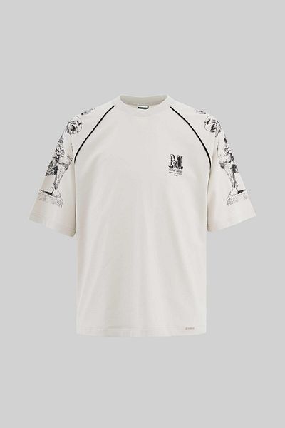 Machinist تي شيرت Hippogriff Raglan كبير الحجم باللون الرمادي الفضائي للرجال