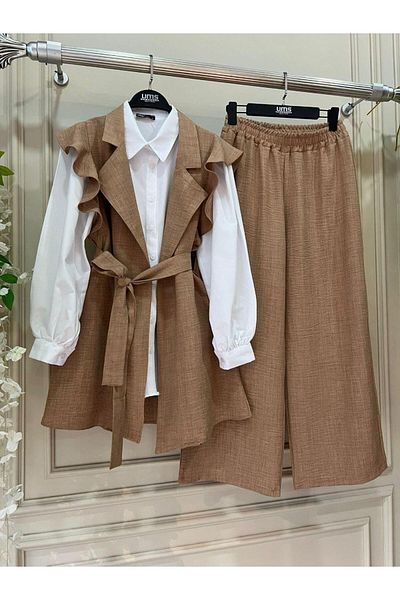 moda periy Women's Summer Ruffle 4-Piece Suit Is Teeset Kombin