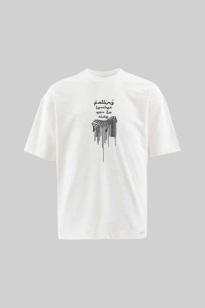 Machinist Men's Printed and Zebra Oversize Ecru T-Shirt