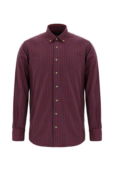 Abdullah Kiğılı Long Sleeve Slim Fit Slim Fit Lumberjack Plaid Cotton Button Collar Shirt