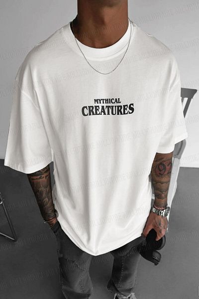 Millionaire Ανδρικό εκρού Λευκό Oversize Fit T-Live