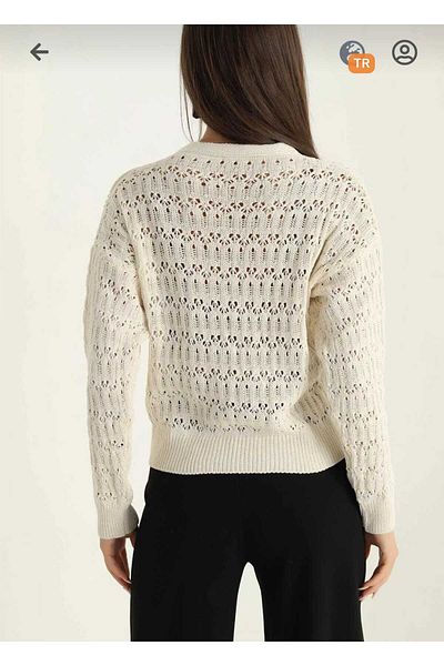 Fua Shop Cardigan de damă cu decolteu în V cu model scobit cu nasturi aurii