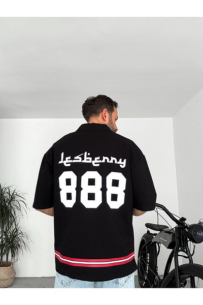 BYBASICMAN Black 888 Printed Half Zipper T-Shirt Lb-2013