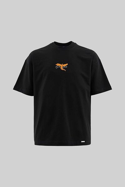 Machinist Men's Phoenix Printed Oversize Black T-Shirt