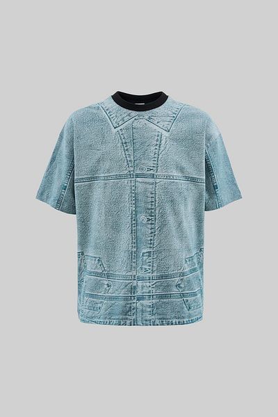 Machinist Men's Denim Efect Oversize Oil Green T-Shirt