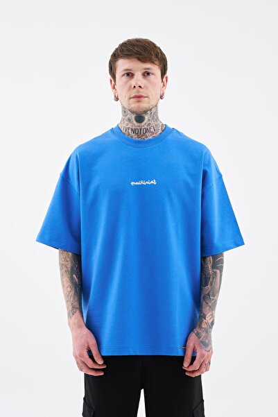 Machinist Чоловіча футболка з великим принтом у вигляді килима, м'яка, синього кольору