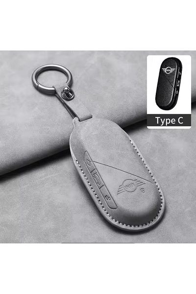RoseTR Mini Cooper 2024-25 Key Remote Case Leather Gray Color