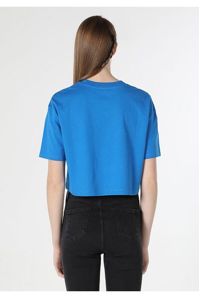 Colin's Tricou albastru cu mânecă scurtă pentru femei, cu croiala normală