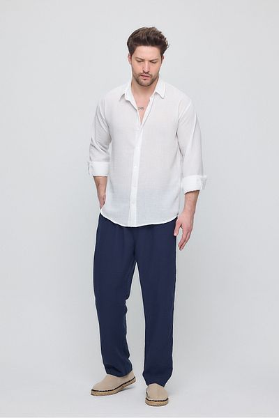 GIENTO Men's Baggy Linen Pants with Elastic Waist