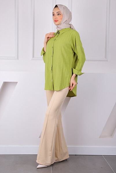 İmajButik Cămașă cu nasturi verde ulei