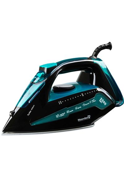 Hausberg Fier de calcat HB-7898NG, ceramica, jet 18g/min, Functie spray 2000-2300W, Negru/Albastru