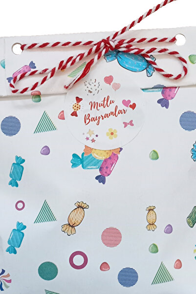 Dekals 20li  Hediye Poşeti Etiketi Mutlu Bayramlar Yazılı Sticker 4 cm