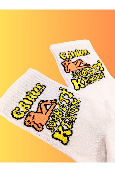 Shuttle Park Unisex Socks Lettering Colorful Comfortable Patterned Fun and Stylish Custom Designs White College Socks