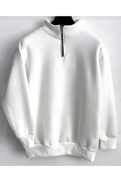 BRLKN 3 Thread Half Zipper Stand Collar Sweatshirt with Fleece Inside Winter Unisex