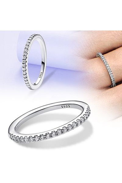 Choice 6 PYR0105 خاتم الأبدية من الفضة الإسترلينية عيار 925 للنساء، مرصع بحجر الزركون المكعب CZ، مرصع بنجمة وقمر