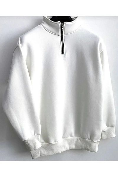 BRLKN 3 Thread Half Zipper Stand Collar Sweatshirt with Fleece Inside Winter Unisex