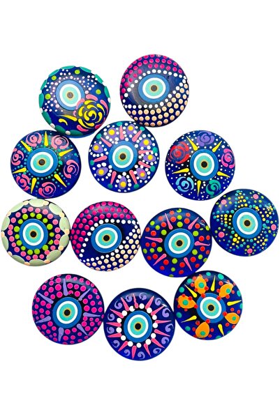 GALATA GIFT El Yapımı Buzdolabı Magneti, Üç (3) Tane Nazar Boncuklu Handmade ...