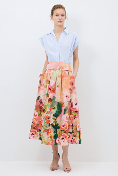 adL Desenli Poplin Etek