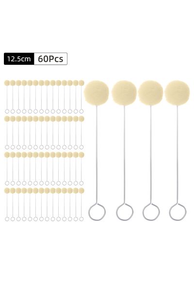 QJH 12.5cm-60Pcs 20-200 Pcs Wool Daubers, Practical Ball Brush Set, Leather Dye Tool with Metal Handle f