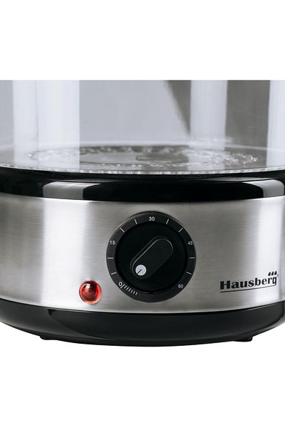 Hausberg Ατμομάγειρας HB-1355, Ισχύς 400 W, 7,2 L, 3 αφαιρούμενοι δίσκοι, χωρητικότητα: 2,4 L / δίσκος