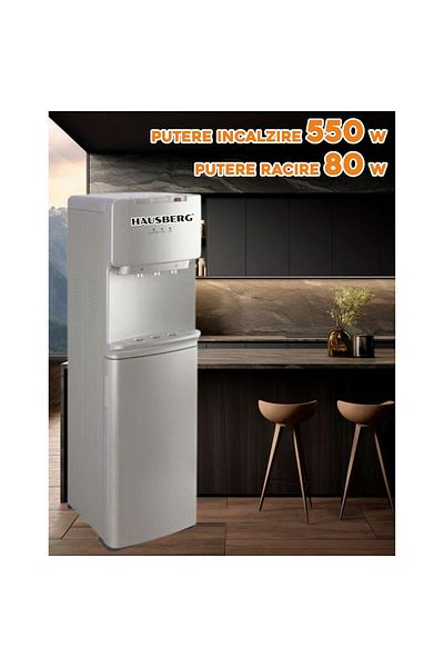 Hausberg Floor water dispenser HB-6027GR, compressor, heating 550 W, cooling 80 W, LED indicators, thermostat