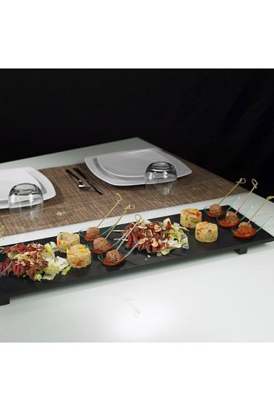 LEONE Platou din bambus pentru aperitive, Bamboo Nero, 70x20x2.5 cm