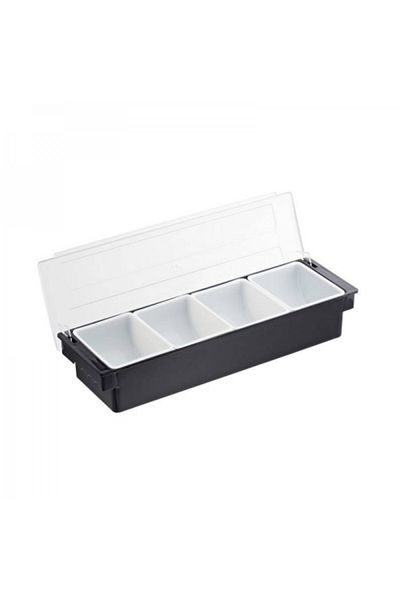 LEONE Box for ingredients and spices with lid and 4 compartments, 600 ml