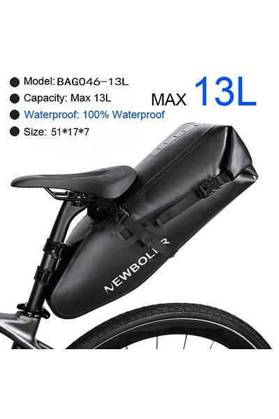 Choice Red NEWBOLER Bike Saddle Bag Waterproof MTB Road Bicycle 10L Large Capacity Cycling Bag Foldabe Tail