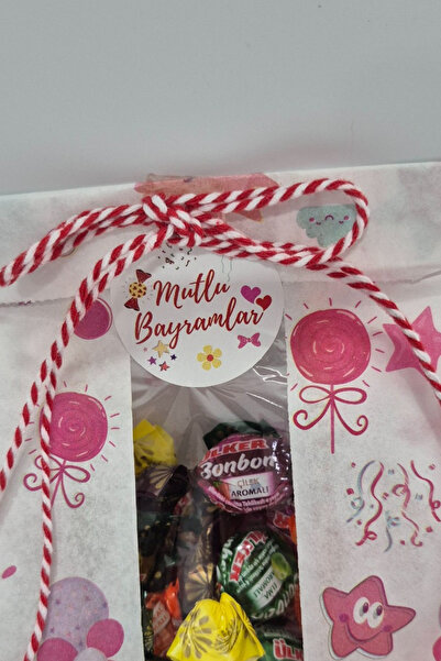 Dekals 20li  Hediye Poşeti Etiketi Mutlu Bayramlar Yazılı Sticker 4 cm