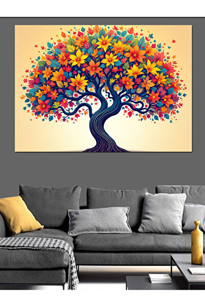 karizmart Renkli Hayat Ağacı Dekoratif Tablo
