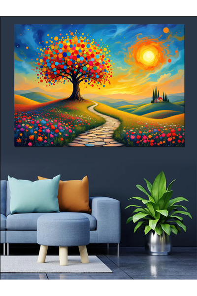 ekart Renkli Hayat Ağacı Dekoratif Tablo