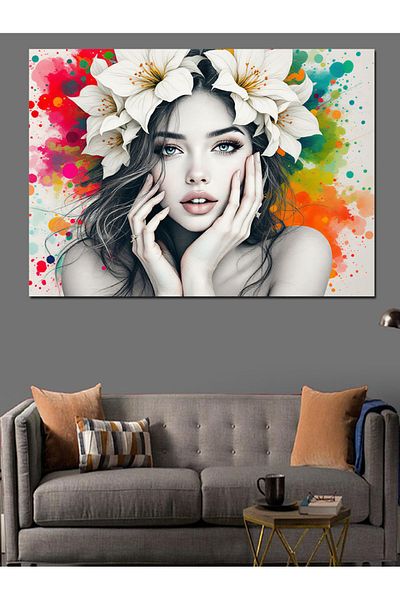 Tablomega Pictură decorativă pentru fată cu coroană de flori
