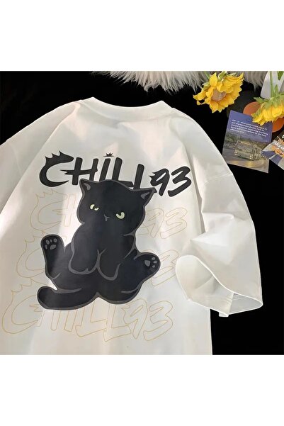 LAND MODA Tricou casual din bumbac cu imprimeu cu pisici drăguțe - , Tricou d...