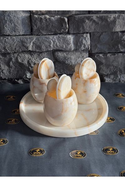Polen Stone Natural Stone Honey Marble Four Piece Spice Bowl Set