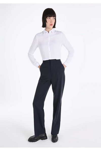 Colin's Pantaloni de damă, albastru bleumarin, cu talie înaltă, cu tăietură normală