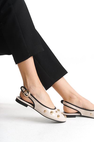 Niloshka Inferno Beige Patent Leather Extra Soft Troc Women's Ballerinas