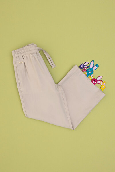 U.S. Polo Assn. Girls Beige Loose Fit Modal Blend Canvas Trousers 50309120-Vr011