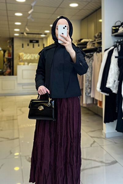 Vosse Sedna Siyah Kapüşonlu Düğmeli Trençkot