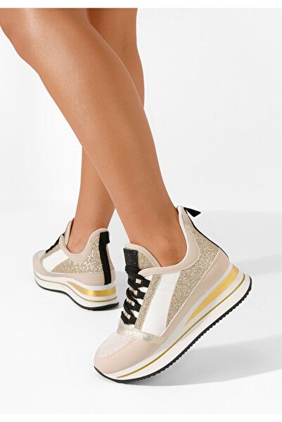 B T Shoes Μπεζ Σνίκερς Πλατφόρμας Ταμίλα