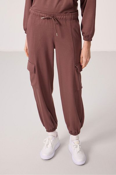 TOMMY LIFE Brown Soft Textured Stand Collar Hidden Zipper Oversize Women's Tracksuit - 95351