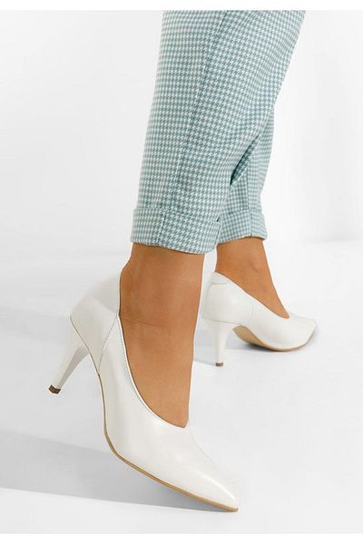 B T Shoes Villemomble white leather stiletto shoes