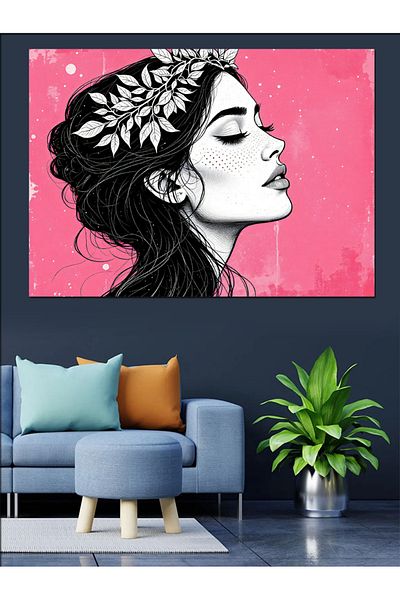 Tablomega Pictură decorativă pentru femei cu coroană de flori