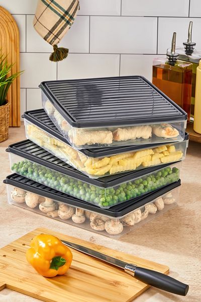 Nefiz Home Refrigerator and Microwave Storage Container Set - Gray (4X2800 ml)