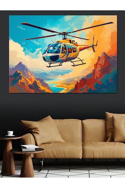Tablomega Elicopter zburând pe munte Pictură decorativă