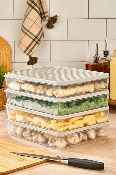 Nefiz Home Refrigerator and Microwave Storage Container Set - Gray (4X2800 ml)