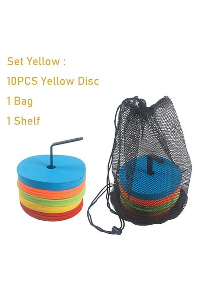 Ninth World Set Yellow 10pcs Soccer Flat Cones Marker Disc Basketball Sports Speed Agility Training Markers Inde