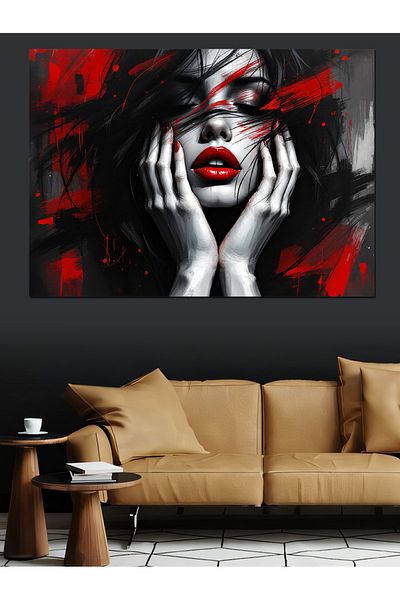 Tablomega Pictură decorativă pentru femei cu machiaj negru roșu