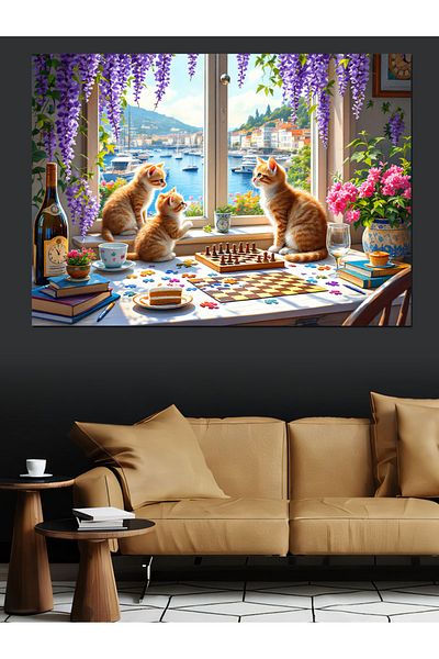 Tablomega Masă de mic dejun Pisici Pictură decorativă