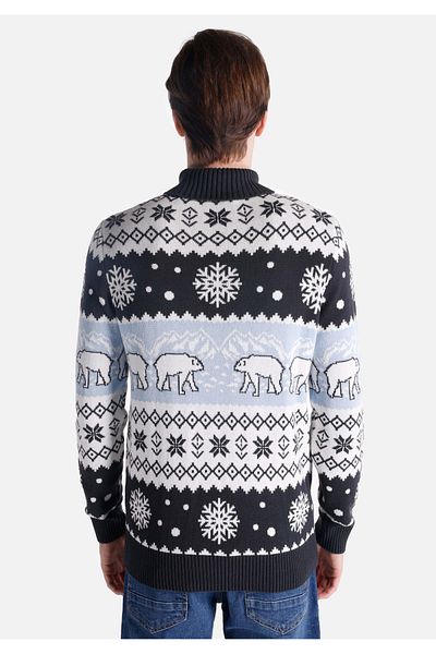 Colin's Regular Fit Turtle Neck Jacquard Men's Navy Blue Sweater