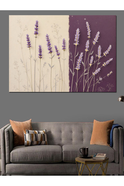 KanvasSepeti Lavandă mov și ilustrații Pictură în ulei Texturată Pânză de îna...